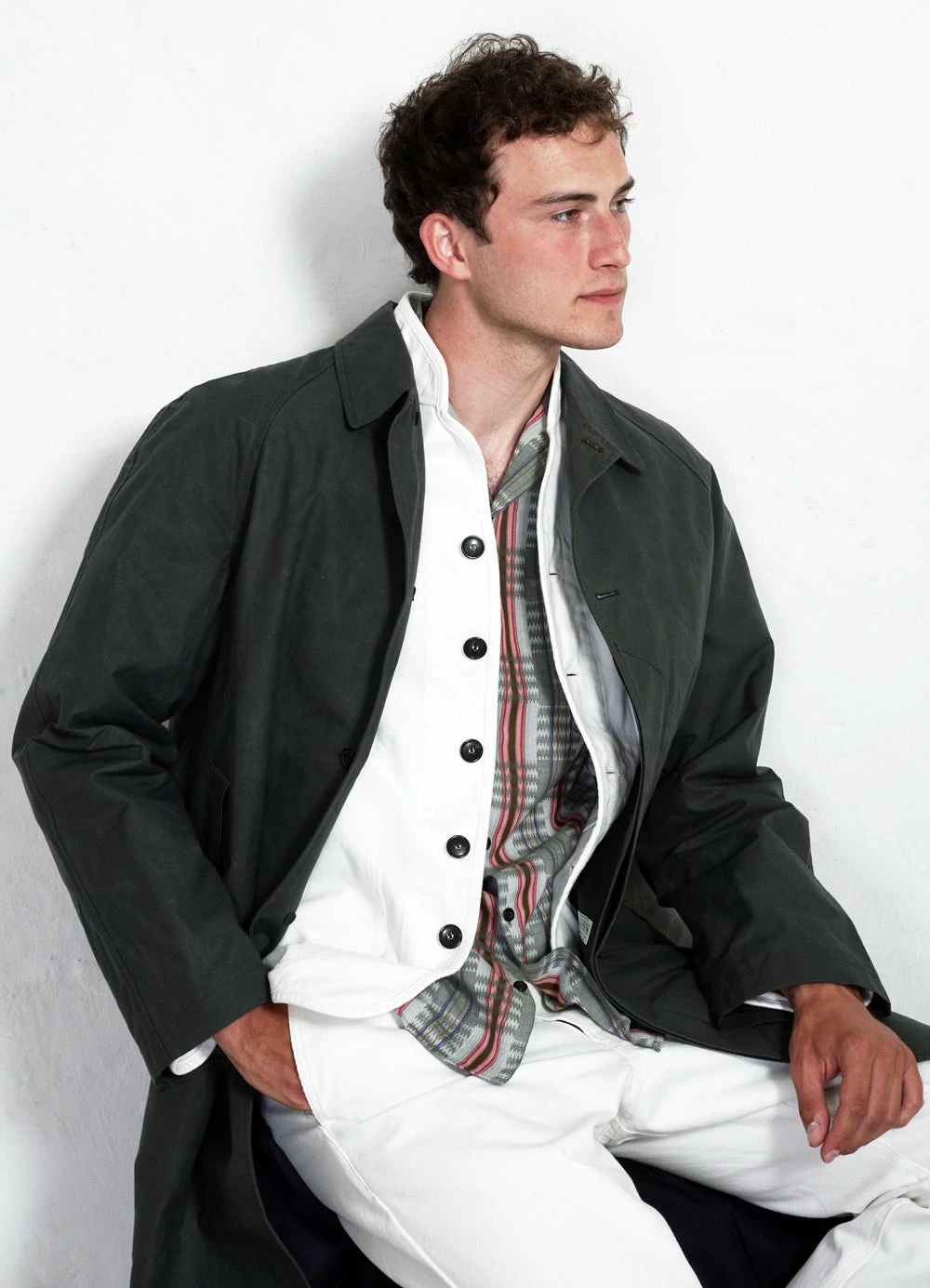 HANSEN GARMENTS MORTEN | Long Windbreaker Coat | Dark Sage 10 HANSEN GARMENTS MORTEN | Long Windbreaker Coat | Dark Sage - Image 8