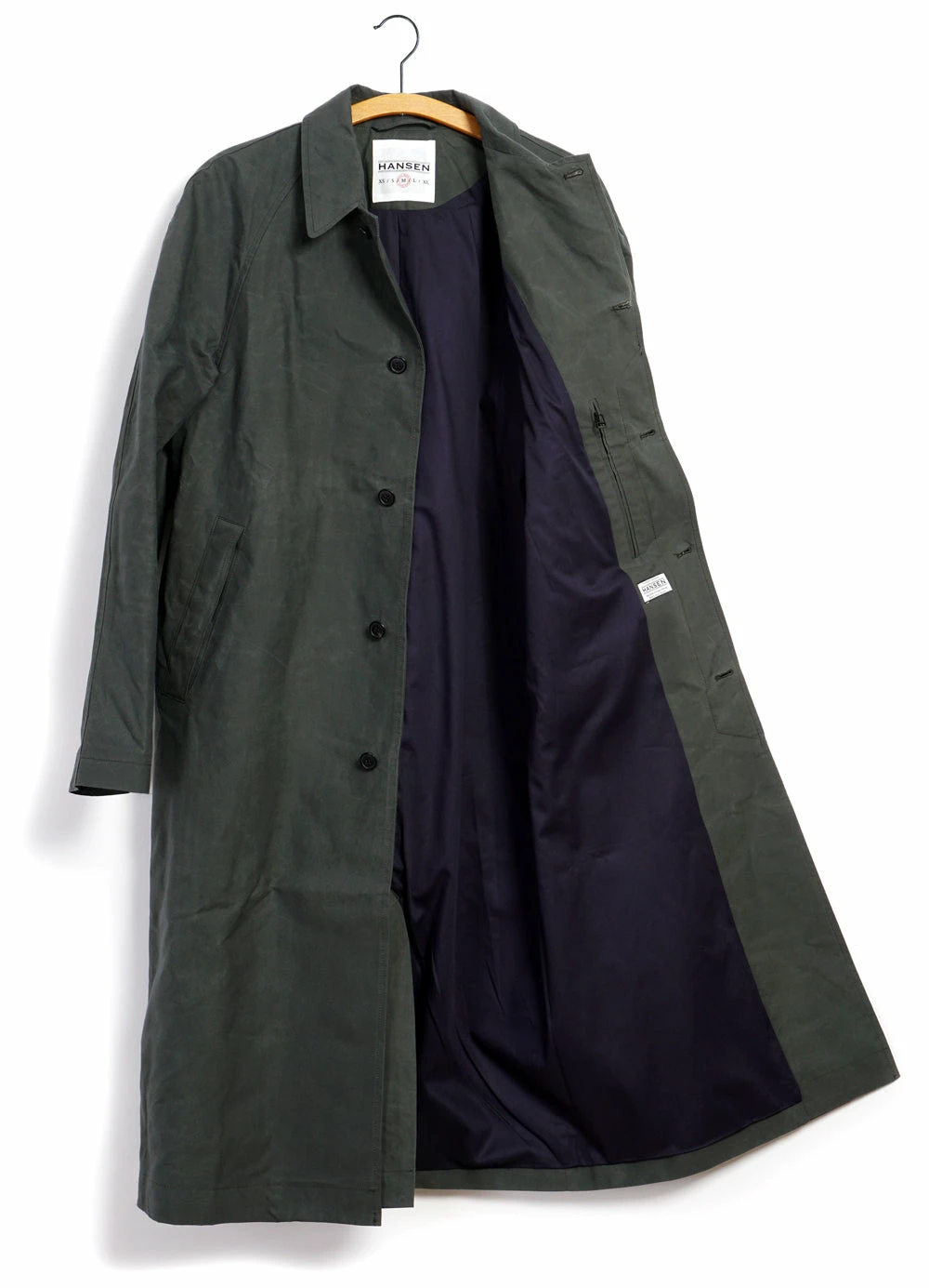 HANSEN GARMENTS MORTEN | Long Windbreaker Coat | Dark Sage 7 HANSEN GARMENTS MORTEN | Long Windbreaker Coat | Dark Sage - Image 5