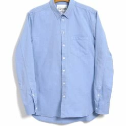 HANSEN GARMENTS HAAKON | Hidden Button Down Shirt | Blue