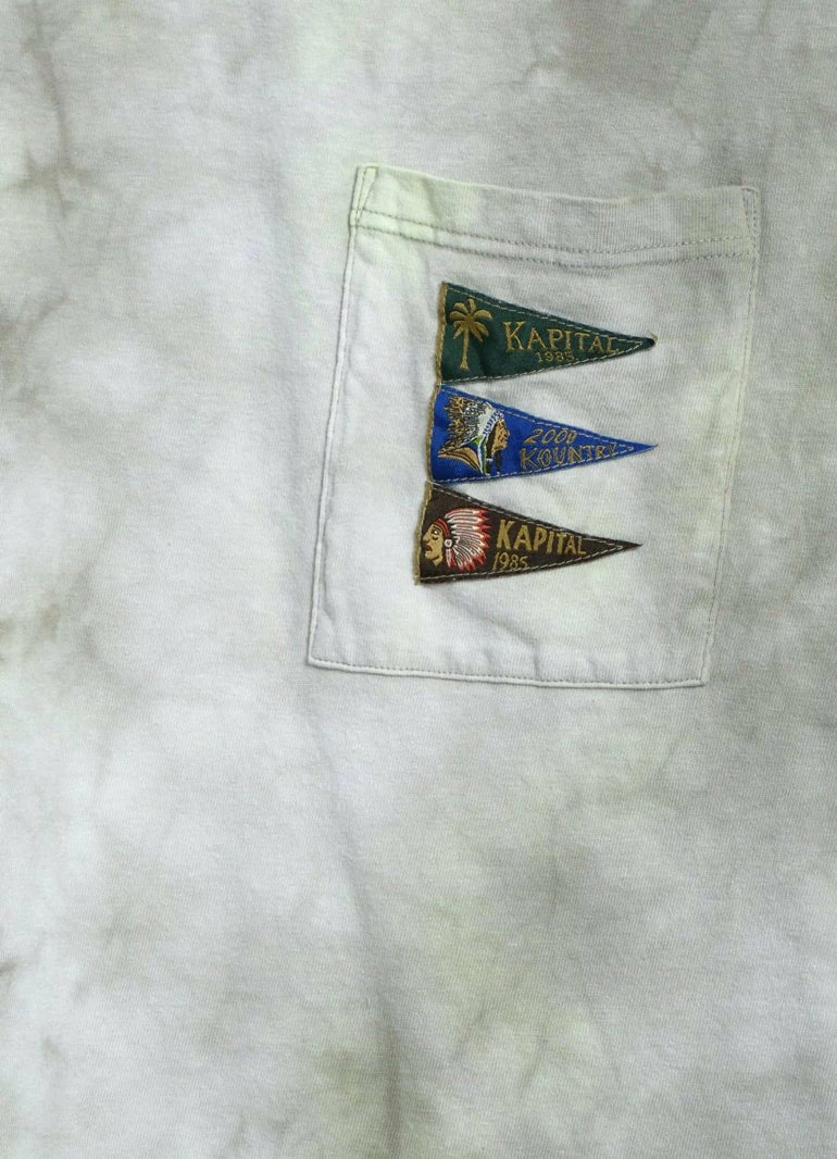 KAPITAL 4 FLAGS | 20/- Jersey Pennant T | Khaki X Yellow 4 KAPITAL 4 FLAGS | 20/- Jersey Pennant T | Khaki X Yellow - Image 2