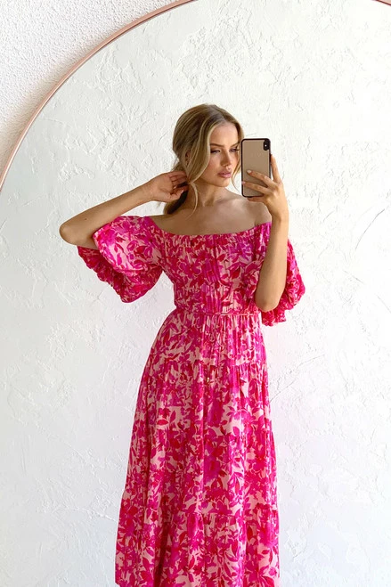 Monette Dress FUCHSIA FLORAL 3 Monette Dress FUCHSIA FLORAL