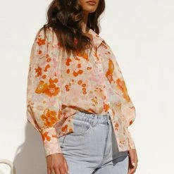 Quincy Top ORANGE FLORAL -Heschung shop 9 L4A1567 14559.1648179056