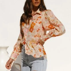 Quincy Top ORANGE FLORAL -Heschung shop 9 L4A1578 11233.1648179062