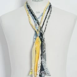 KAPITAL BANDANA NECKLACE | Gauze Fringe Necklace | Yellow -Heschung shop EK 1061 Bandana Fringe Necklace 1 60bd1ac0 9658 4d54 b4f7 4ef987033637