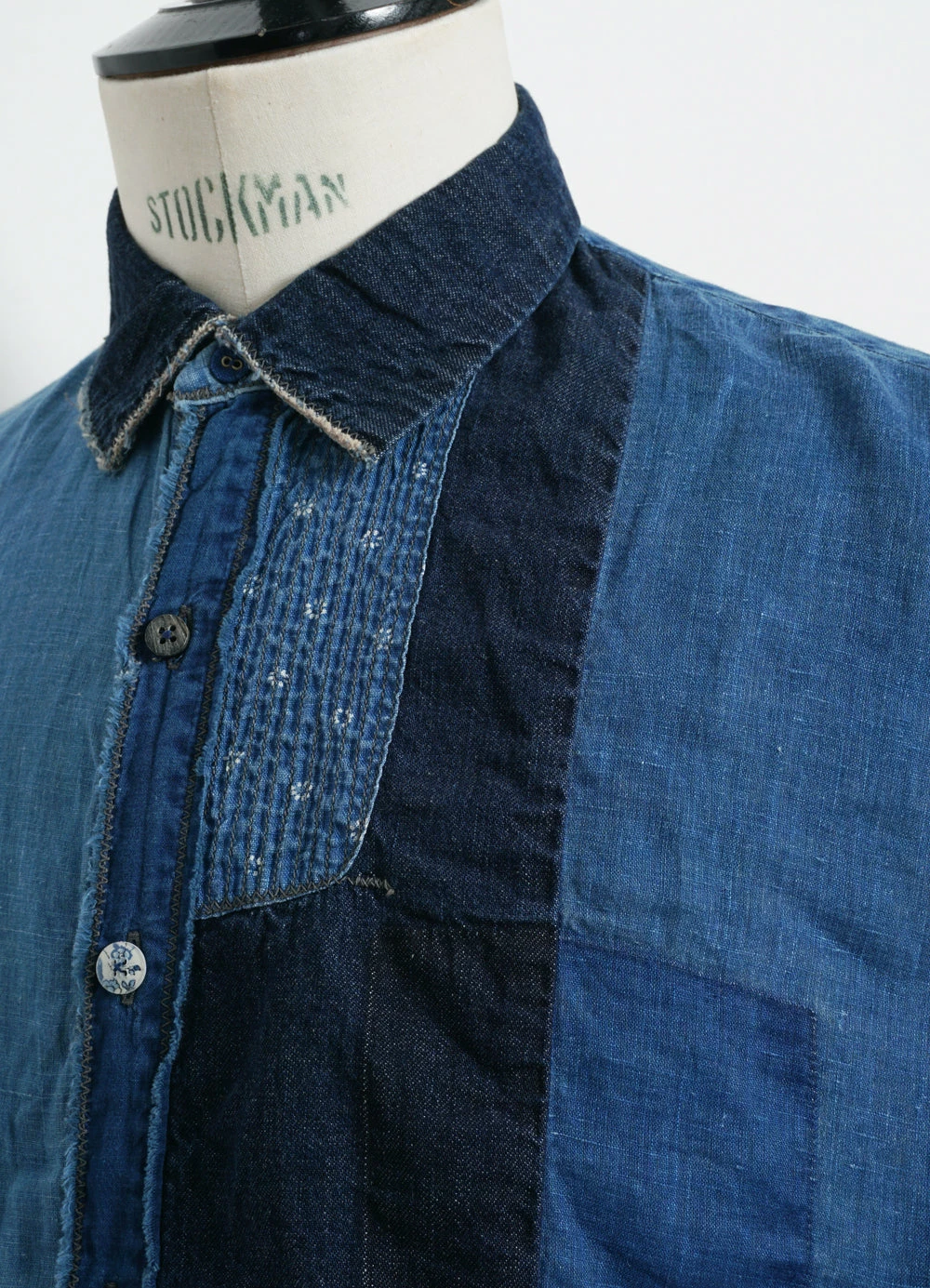 KAPITAL KATMANDU | Short Sleeve Patchwork Shirt | Indigo 4 KAPITAL KATMANDU | Short Sleeve Patchwork Shirt | Indigo - Image 2