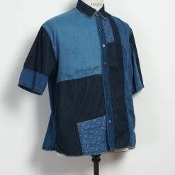 KAPITAL KATMANDU | Short Sleeve Patchwork Shirt | Indigo 9 KAPITAL KATMANDU | Short Sleeve Patchwork Shirt | Indigo -Heschung shop EK 1213 IDG Patchwork KATMANDU Shirt 2022 3
