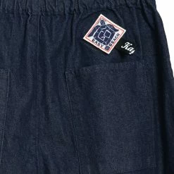 KAPITAL EASY BEACH GO | 12oz Broken Denim Trousers | Indigo -Heschung shop EK 870 12oz Broaken Denim EASY BEACH GO Pants 3
