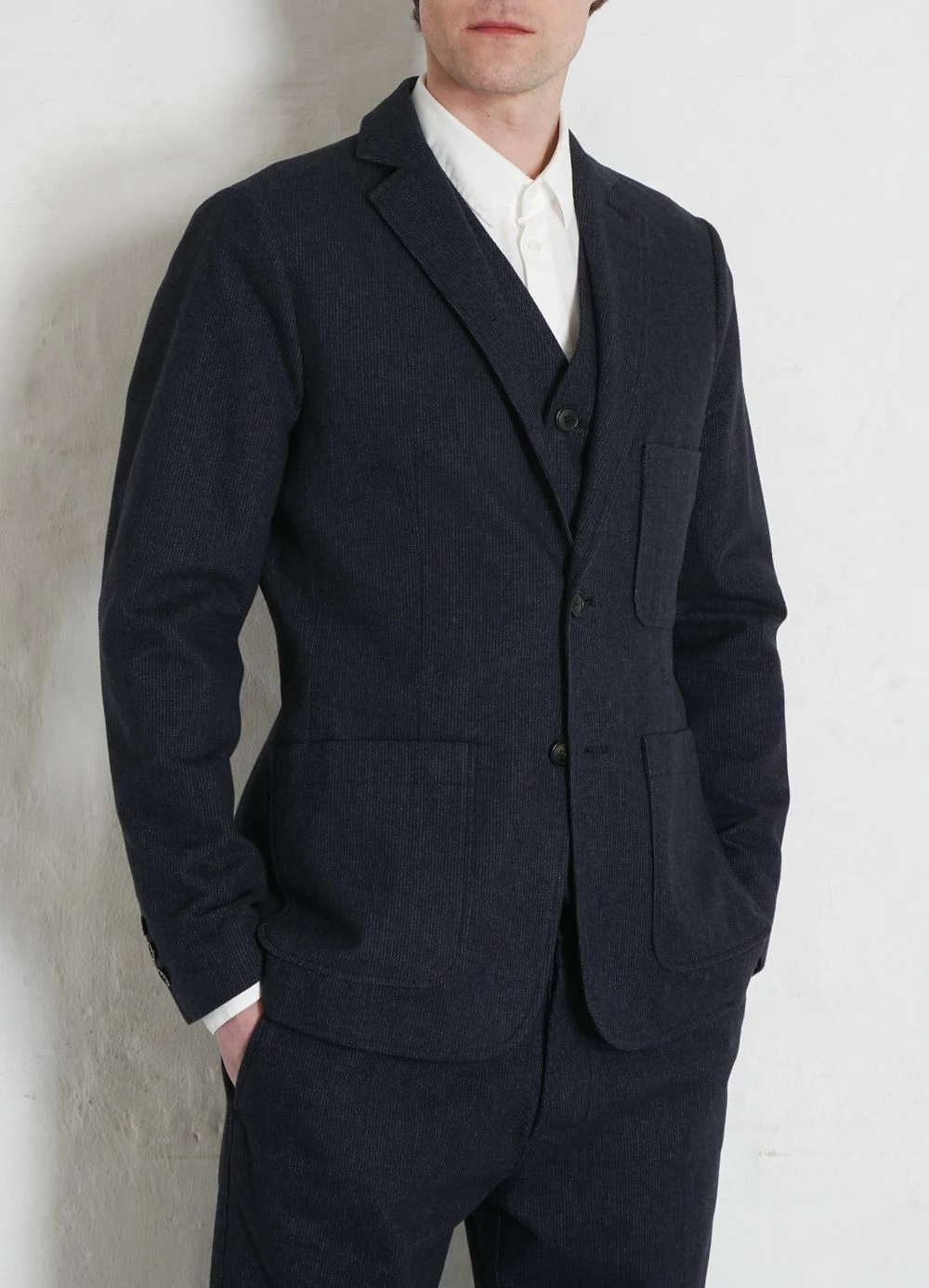 HANSEN GARMENTS CHRIS | Classic Two Button Blazer | Brushed Blue 5 HANSEN GARMENTS CHRIS | Classic Two Button Blazer | Brushed Blue - Image 3