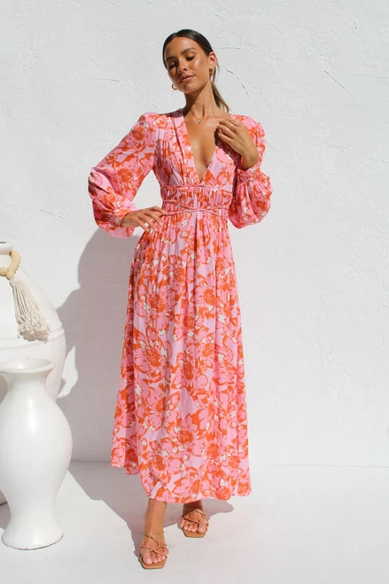 Olena Dress PINK FLORAL 7 Olena Dress PINK FLORAL - Image 5