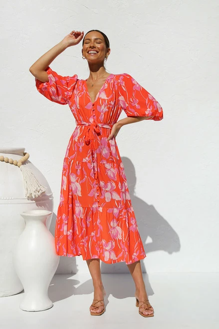 Marietta Dress RED FLORAL 6 Marietta Dress RED FLORAL - Image 4