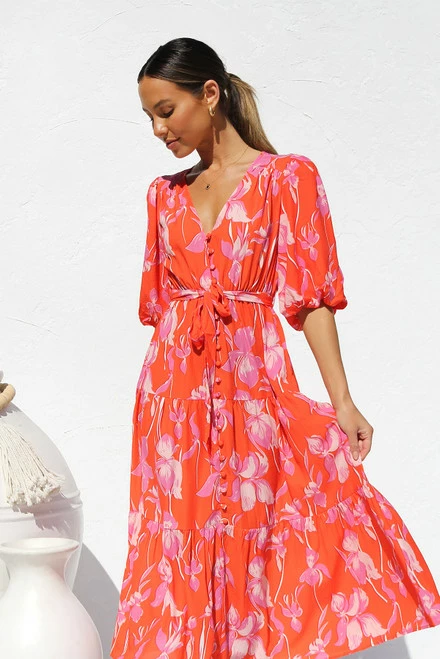 Marietta Dress RED FLORAL 5 Marietta Dress RED FLORAL - Image 3