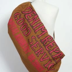 KAPITAL DENIM REPAIR SERVICE | Large Boston Bag | Camel -Heschung shop K2204XB523 8 Canvas DENIM REPAIR SERVICE Boston Bag 4