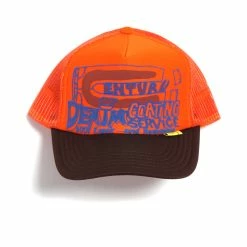 KAPITAL CENTURY DENIM COATING SERVICE | Trucker Cap | Orange/Brown