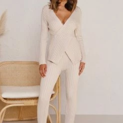 Allis Knit Pants BEIGE -Heschung shop L4A0201 54959.1597884481