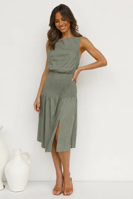Joanne Midi Dress OLIVE 10 Joanne Midi Dress OLIVE - Image 8