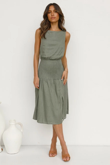 Joanne Midi Dress OLIVE 7 Joanne Midi Dress OLIVE - Image 5