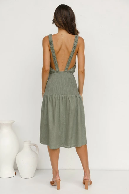 Joanne Midi Dress OLIVE 11 Joanne Midi Dress OLIVE - Image 9