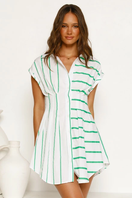 Avie Dress GREEN STRIPE 6 Avie Dress GREEN STRIPE - Image 4