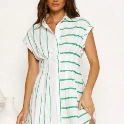Avie Dress GREEN STRIPE