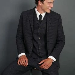 HANSEN GARMENTS ANKER | Casual 4-button Blazer | Black Pin -Heschung shop anker casual 4 button blazer black pin 450 423759