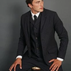 HANSEN GARMENTS ANKER | Casual 4-button Blazer | Black Pin -Heschung shop anker casual 4 button blazer black pin 450 699787