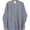 HANSEN GARMENTS ANTE | Collarless Shirt | Small Blue Stripes 2 HANSEN GARMENTS ANTE | Collarless Shirt | Small Blue Stripes -Heschung shop ante collarless shirt small blue stripes hansen garments 520007
