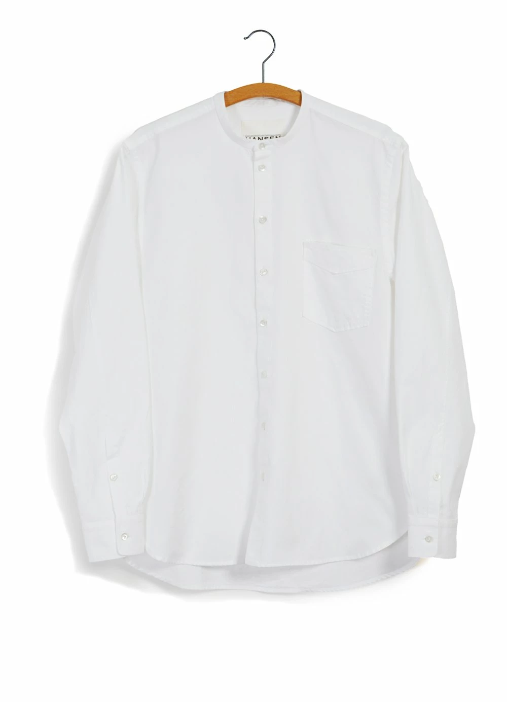 HANSEN GARMENTS ANTE | Collarless Shirt With Chest Pocket | White 3 HANSEN GARMENTS ANTE | Collarless Shirt With Chest Pocket | White