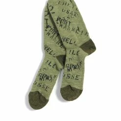 KAPITAL ARMY | 96 Yarns Graffiti Hole-Punched Socks | Khaki