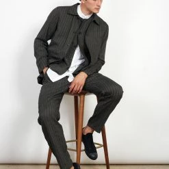 HANSEN GARMENTS BEN | Crewneck Waistcoat | Taupe Stripes 9 HANSEN GARMENTS BEN | Crewneck Waistcoat | Taupe Stripes -Heschung shop ben crewneck waistcoat taupe stripes 453894