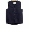 HANSEN GARMENTS BERNT | Wool Lined Work Vest | Black Indigo -Heschung shop bernt wool lined work vest black indigo 230 371482