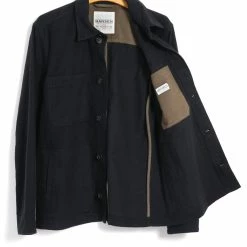 HANSEN GARMENTS BERTRAM | Refined Work Jacket | Dark Bluegrey -Heschung shop bertram refined work jacket dark bluegrey hansen garments 348689