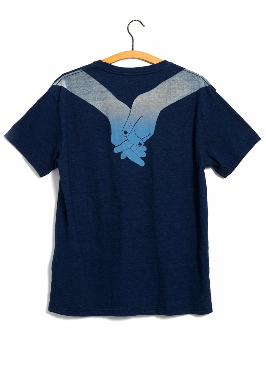 KAPITAL BLUE HANDS | IDG Jersey Crew T | Indigo 4 KAPITAL BLUE HANDS | IDG Jersey Crew T | Indigo - Image 2