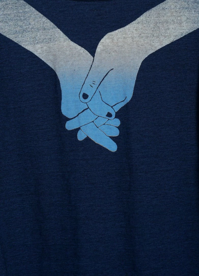 KAPITAL BLUE HANDS | IDG Jersey Crew T | Indigo 5 KAPITAL BLUE HANDS | IDG Jersey Crew T | Indigo - Image 3