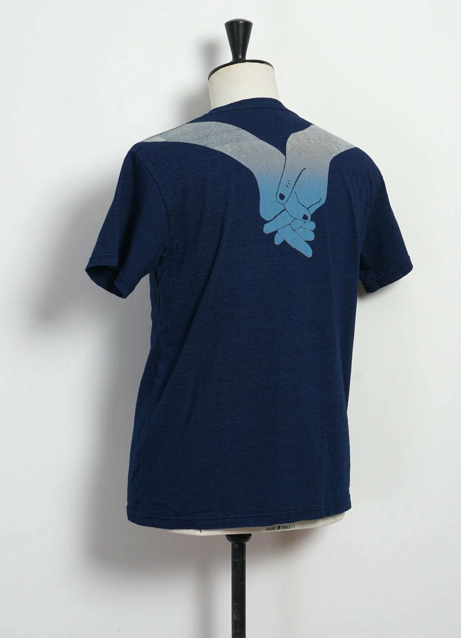 KAPITAL BLUE HANDS | IDG Jersey Crew T | Indigo 7 KAPITAL BLUE HANDS | IDG Jersey Crew T | Indigo - Image 5