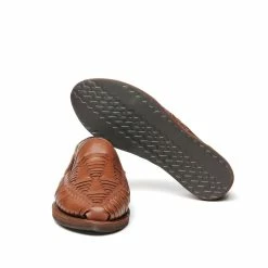 Chamula Cancun Leather Huarache | Slip On Vegetable Tanned Sandals | Brown 2 -Heschung shop cancun leather huarache slip on vegetable tanned sandals brown 2 chamula 640255