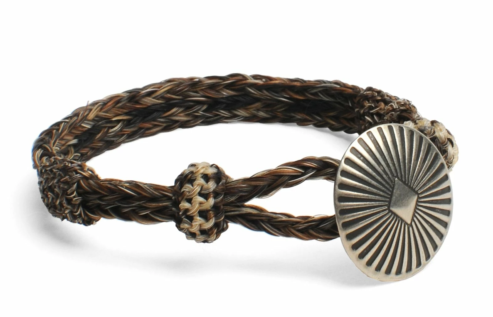 Chamula Concho Bracelet | Hand-woven Horsehair | Black/Natural 3 Chamula Concho Bracelet | Hand-woven Horsehair | Black/Natural