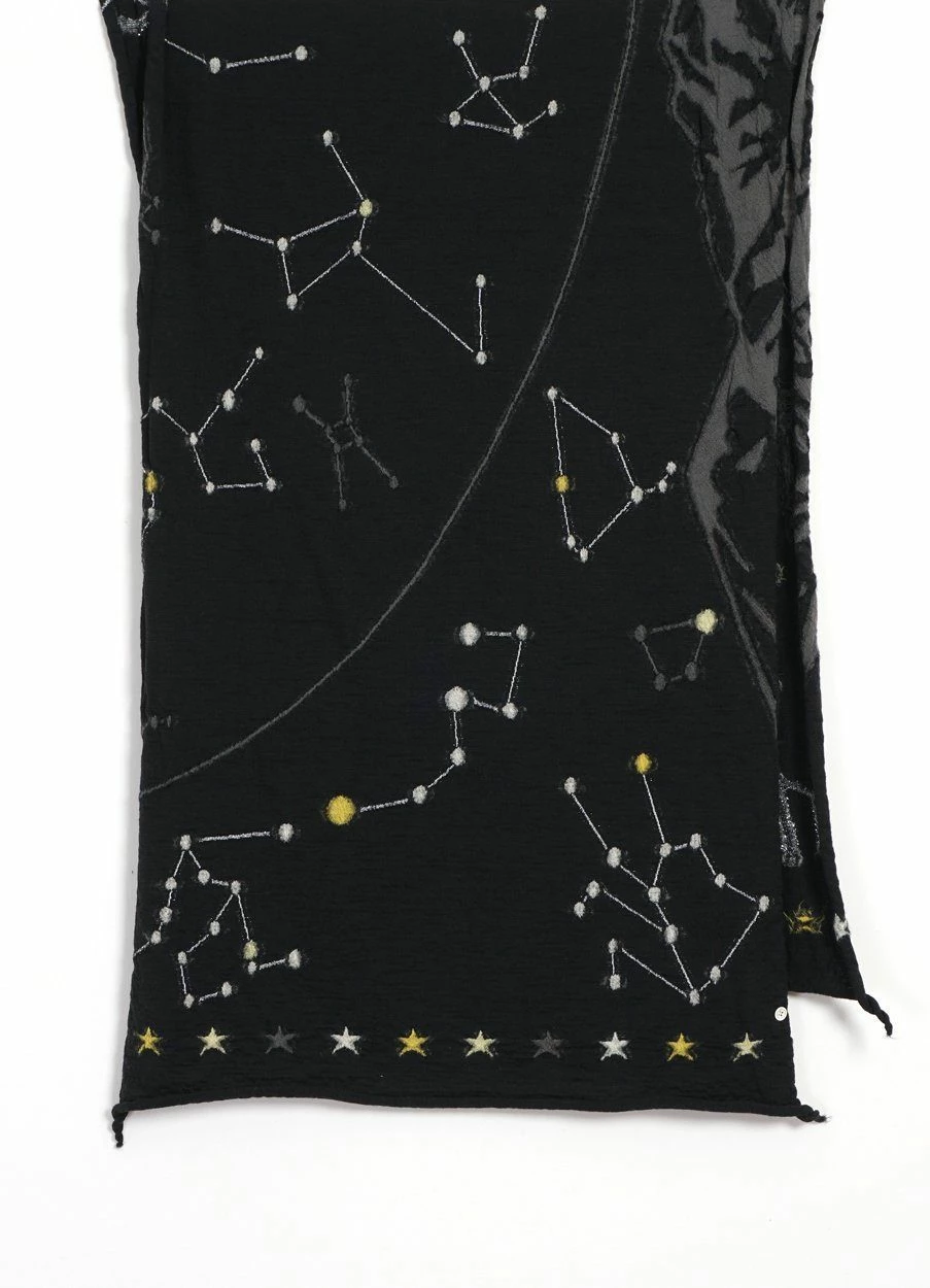 KAPITAL CONSTELLATION | Compressed Wool Scarf | Black 4 KAPITAL CONSTELLATION | Compressed Wool Scarf | Black - Image 2