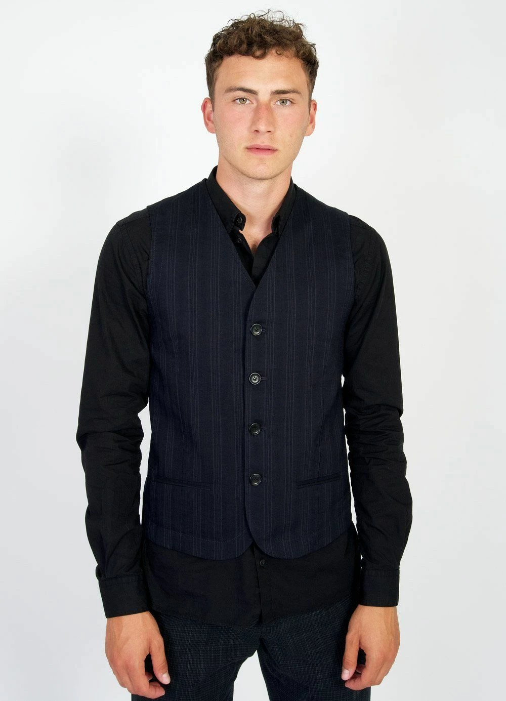HANSEN GARMENTS DANIEL | 4-Button Waistcoat | Black Stripe 4 HANSEN GARMENTS DANIEL | 4-Button Waistcoat | Black Stripe - Image 2