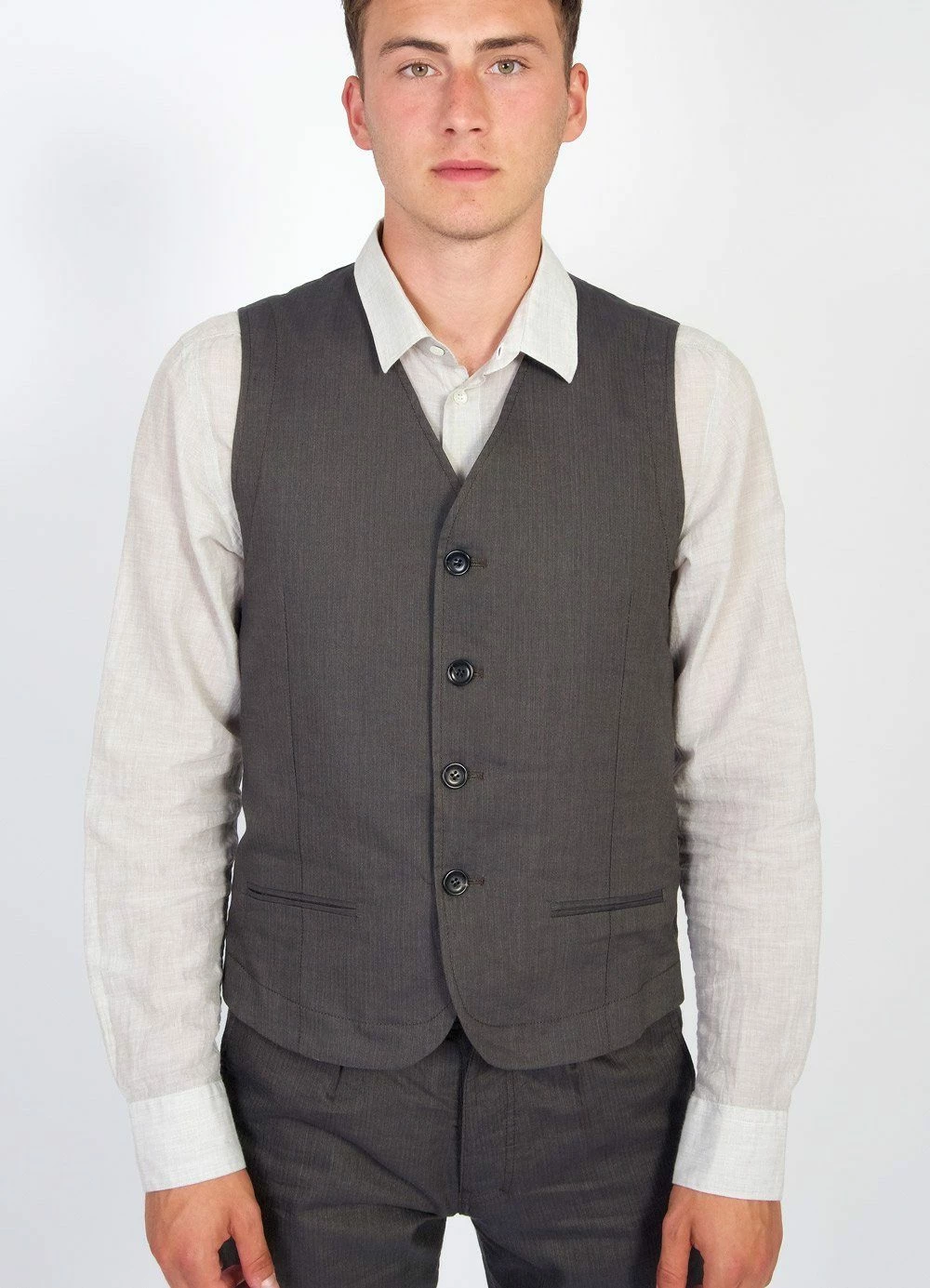 HANSEN GARMENTS DANIEL | Four Button Waistcoat | Khaki 4 HANSEN GARMENTS DANIEL | Four Button Waistcoat | Khaki - Image 2