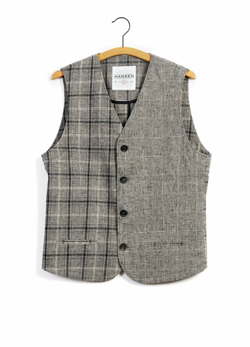 HANSEN GARMENTS DANIEL | Four Button Waistcoat | Mixed Check 3 HANSEN GARMENTS DANIEL | Four Button Waistcoat | Mixed Check