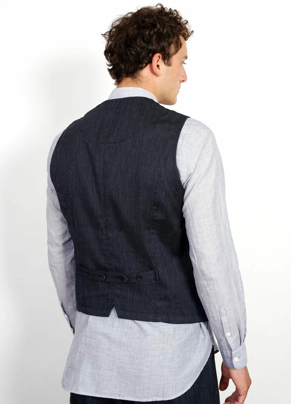 HANSEN GARMENTS DANIEL | Four Button Waistcoat | Navy Melange 5 HANSEN GARMENTS DANIEL | Four Button Waistcoat | Navy Melange - Image 3