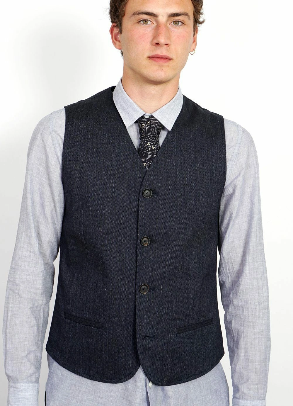 HANSEN GARMENTS DANIEL | Four Button Waistcoat | Navy Melange 4 HANSEN GARMENTS DANIEL | Four Button Waistcoat | Navy Melange - Image 2