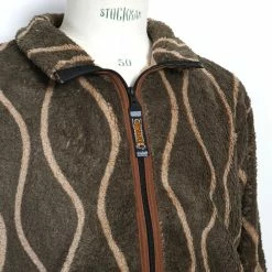 KAPITAL DRUNK STRIPE | Fleece Jacket | Khaki -Heschung shop drunk stripe fleece jacket khaki kapital 563752