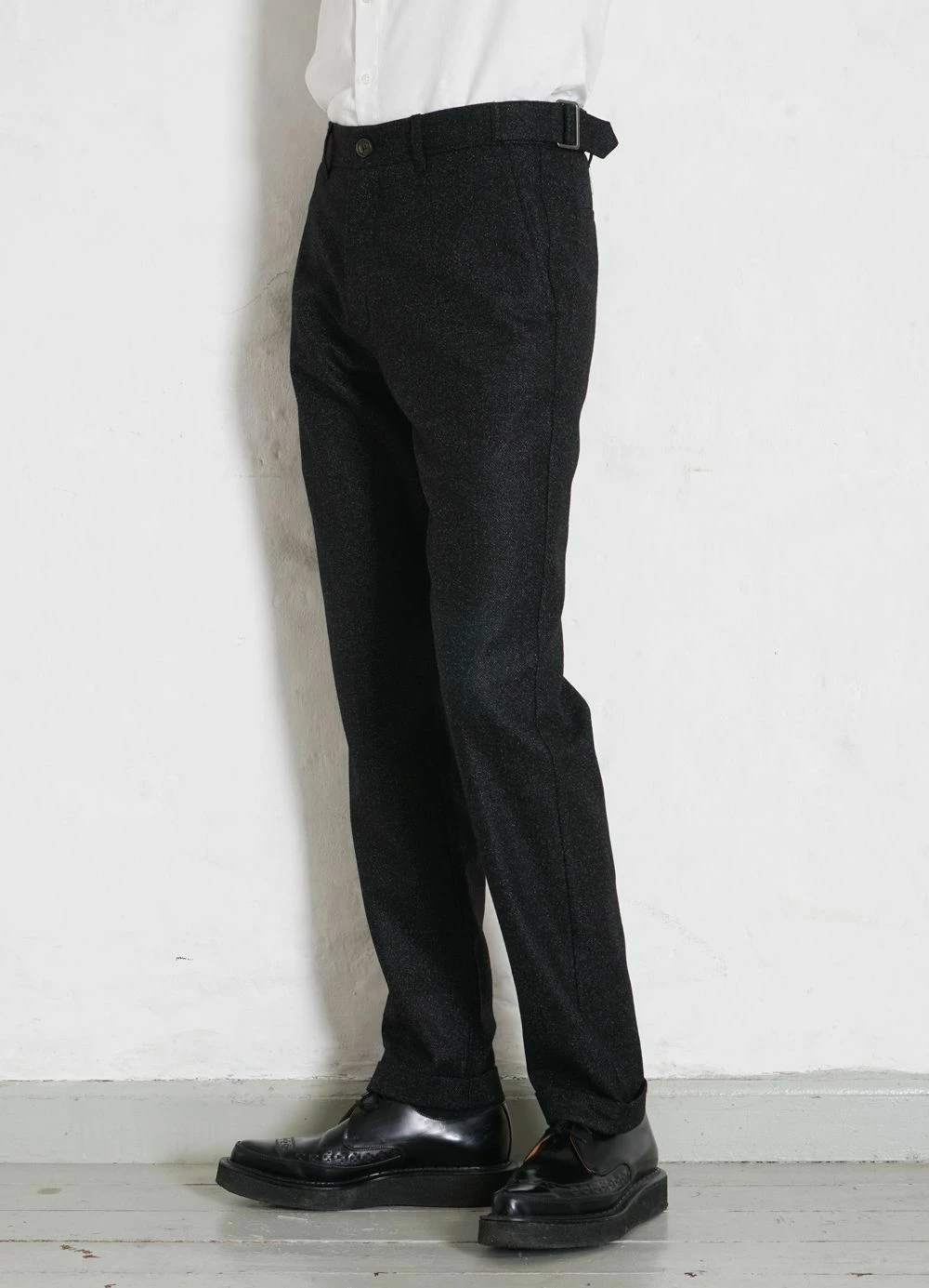 HANSEN GARMENTS FINN | Side Buckle Regular Trousers | Black Marble 4 HANSEN GARMENTS FINN | Side Buckle Regular Trousers | Black Marble - Image 2