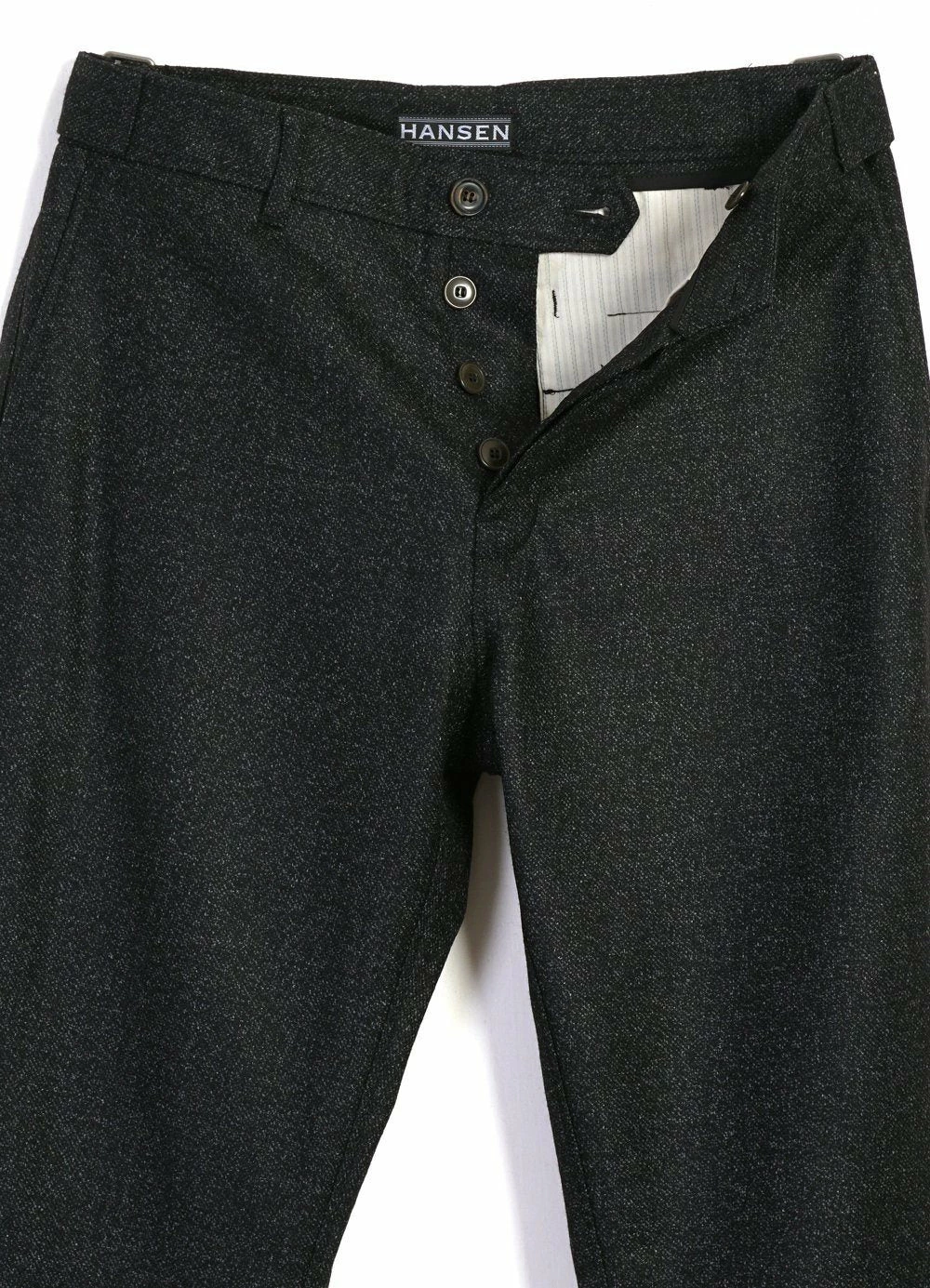 HANSEN GARMENTS FINN | Side Buckle Regular Trousers | Black Marble 7 HANSEN GARMENTS FINN | Side Buckle Regular Trousers | Black Marble - Image 5
