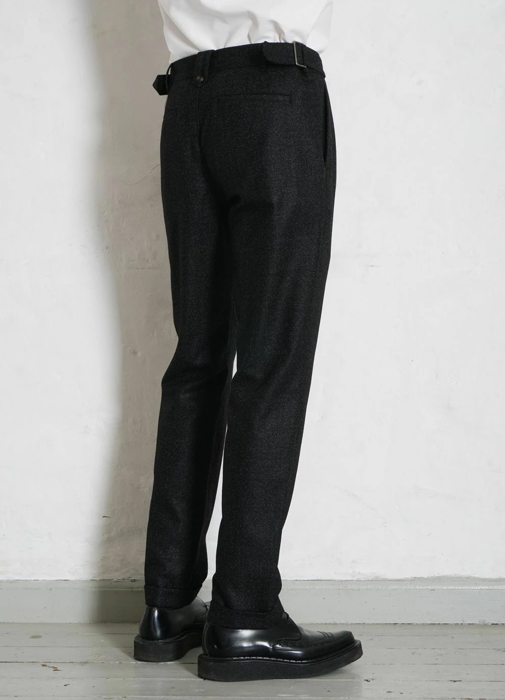 HANSEN GARMENTS FINN | Side Buckle Regular Trousers | Black Marble 5 HANSEN GARMENTS FINN | Side Buckle Regular Trousers | Black Marble - Image 3