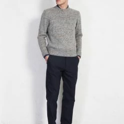 HANSEN GARMENTS FINN | Side Buckle Regular Trousers | Blue Pin -Heschung shop finn side buckle regular trousers blue pin hansen garments 463638