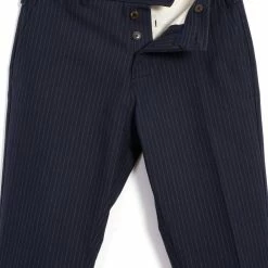 HANSEN GARMENTS FINN | Side Buckle Regular Trousers | Blue Pin -Heschung shop finn side buckle regular trousers blue pin hansen garments 596118