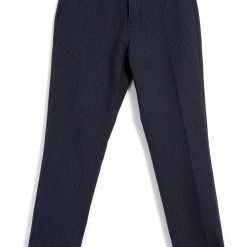 HANSEN GARMENTS FINN | Side Buckle Regular Trousers | Blue Pin