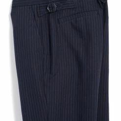 HANSEN GARMENTS FINN | Side Buckle Regular Trousers | Blue Pin -Heschung shop finn side buckle regular trousers blue pin hansen garments 908269